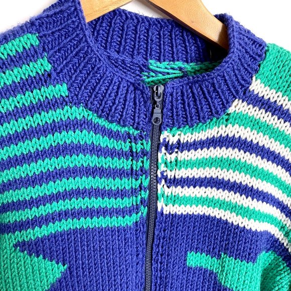 1980s vintage sweater jacket with zip front - unisex M-L - Picture 2 of 8